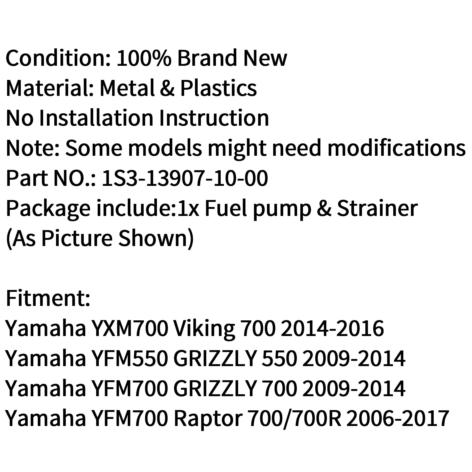 Fuel Pump & Strainer For Yamaha YFM700 Raptor 06-17 YXM700 Viking 700 14-16