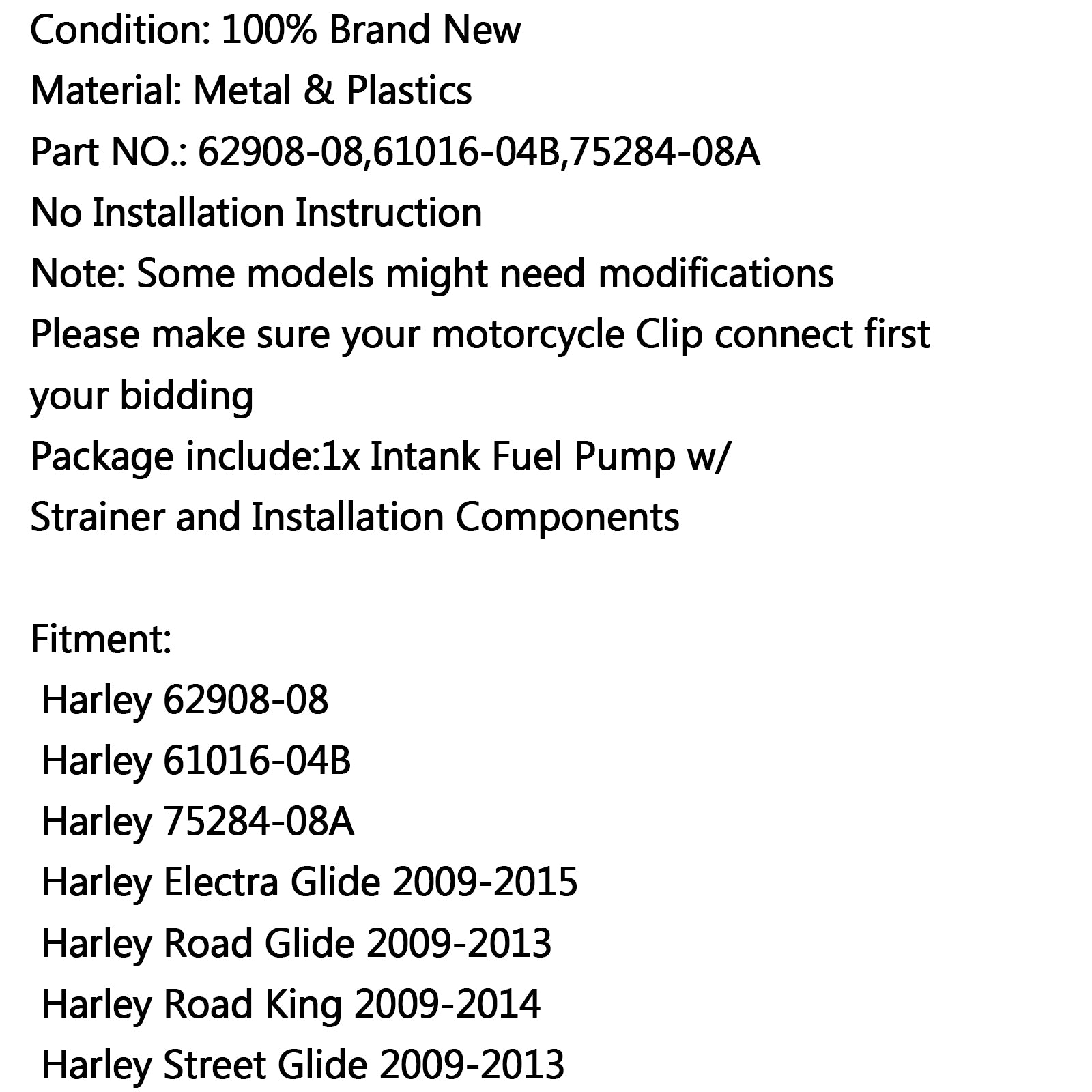 New Fuel Pump For Harley 62908-08 Road King Street Glide Softai Fatboy Dyna 2004