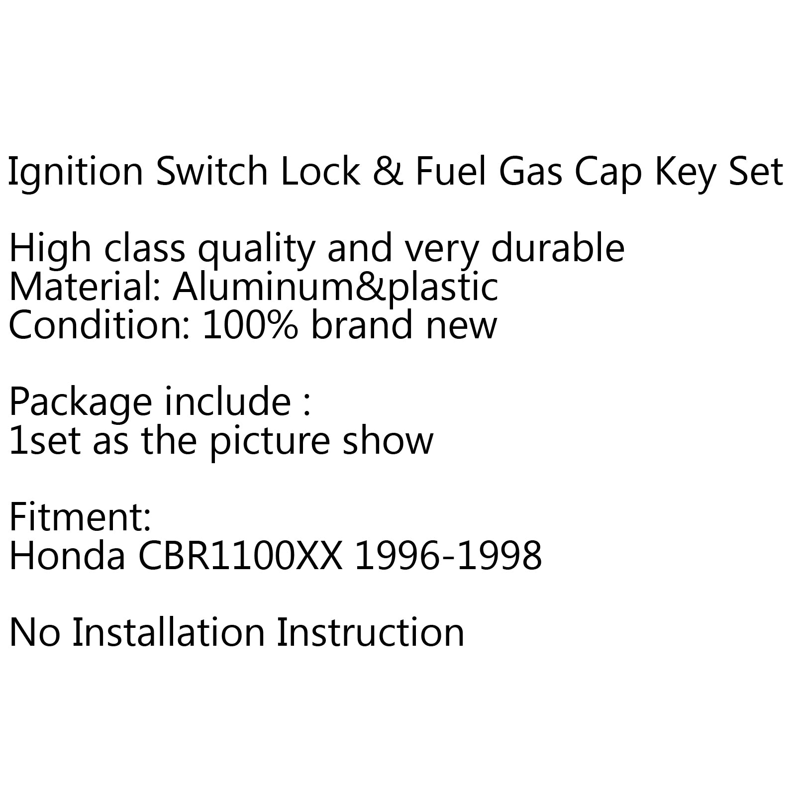 Set di chiavi per blocco interruttore di accensione e tappo serbatoio carburante per Honda CBR1100XX 1996-1998 1997