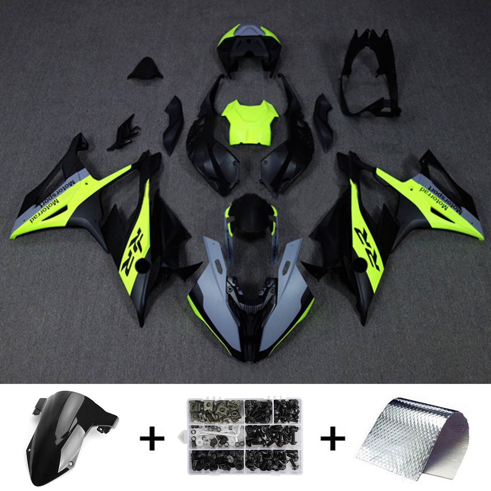 Amotopart 2019-2022 BMW S1000RR/M1000RR Kit de carénage de course jaune noir