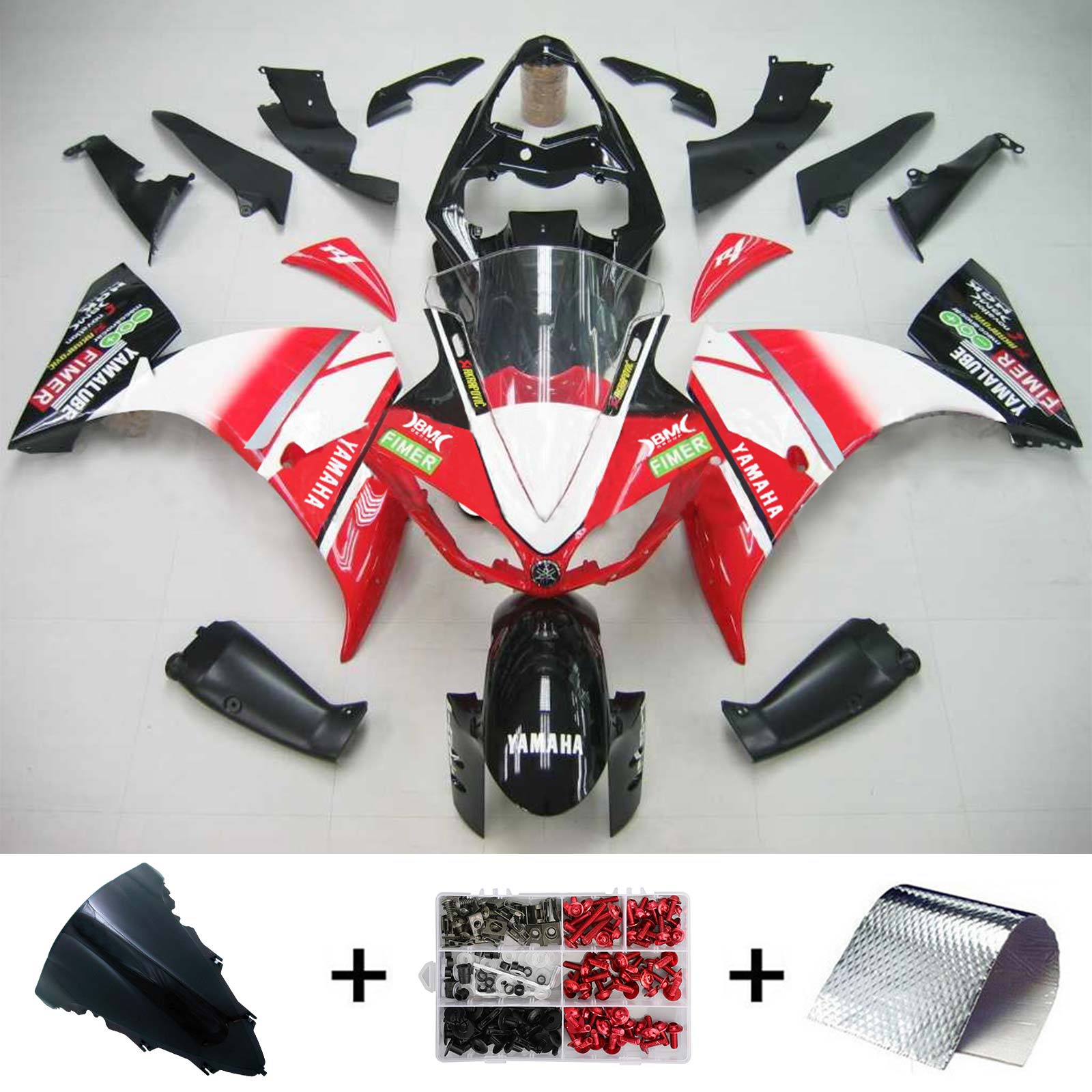 Amotopart Yamaha  2009-2011 YZF 1000 R1 Red White Black Fairing Kit