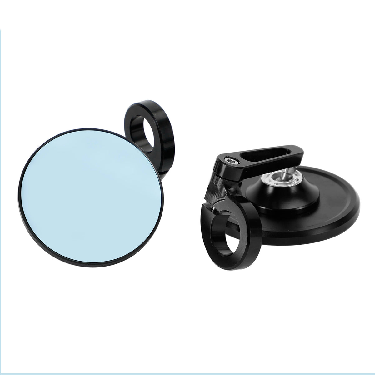 Paar runde BAR-Endspiegel für die Rückansicht, 7/8"-1" Lenker, schwarzes Aluminium, universell