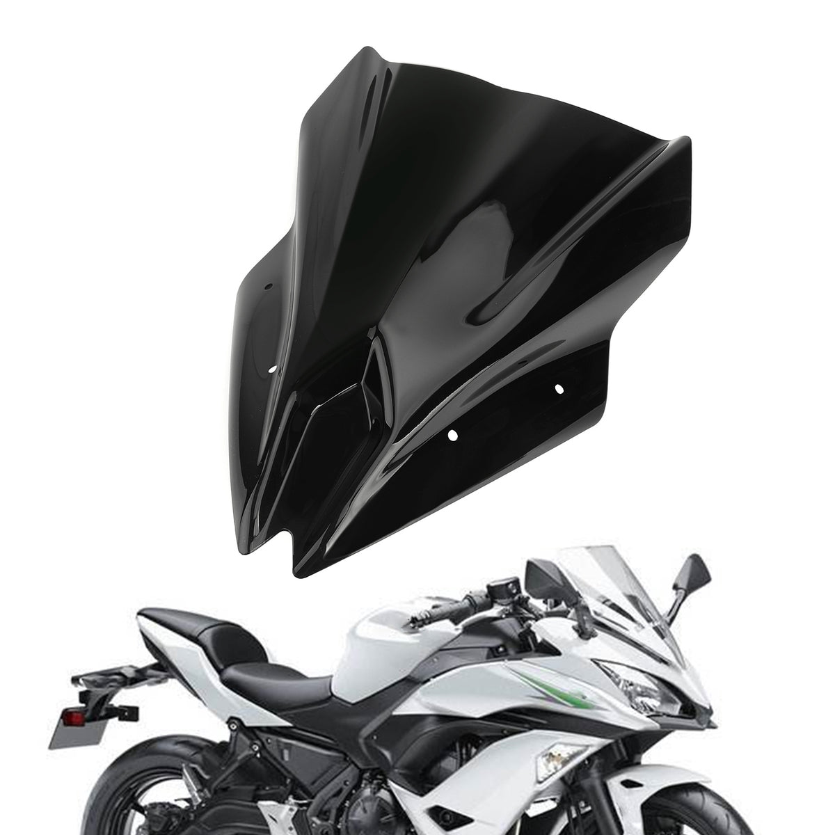 Motorrad-Windschutzscheibe für Kawasaki Ninja 650 2017–2019, Schwarz, Generic