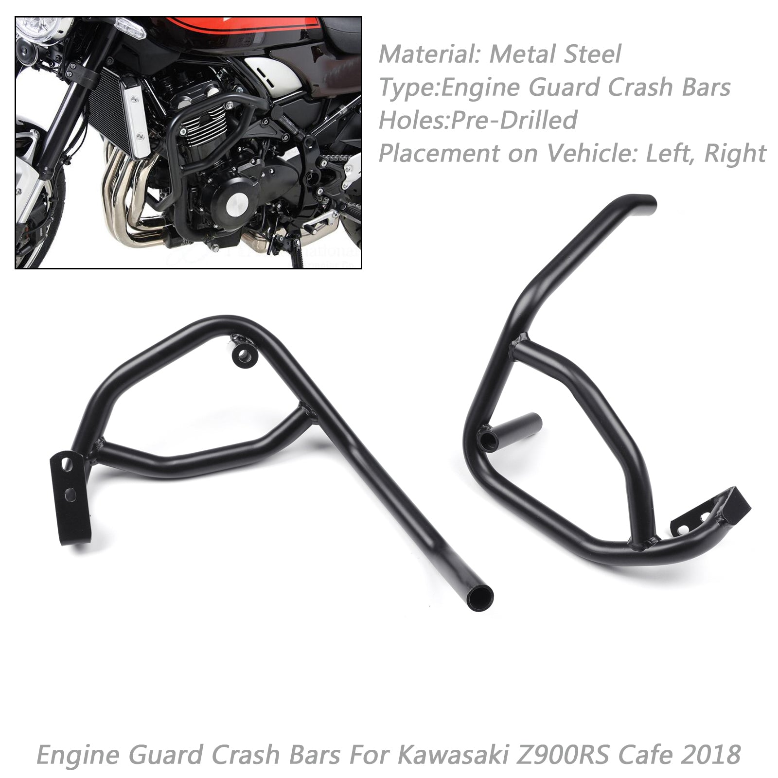 Barres noires d'accident de garde de moteur de moto de route pour le café 2018 de Kawasaki Z900RS