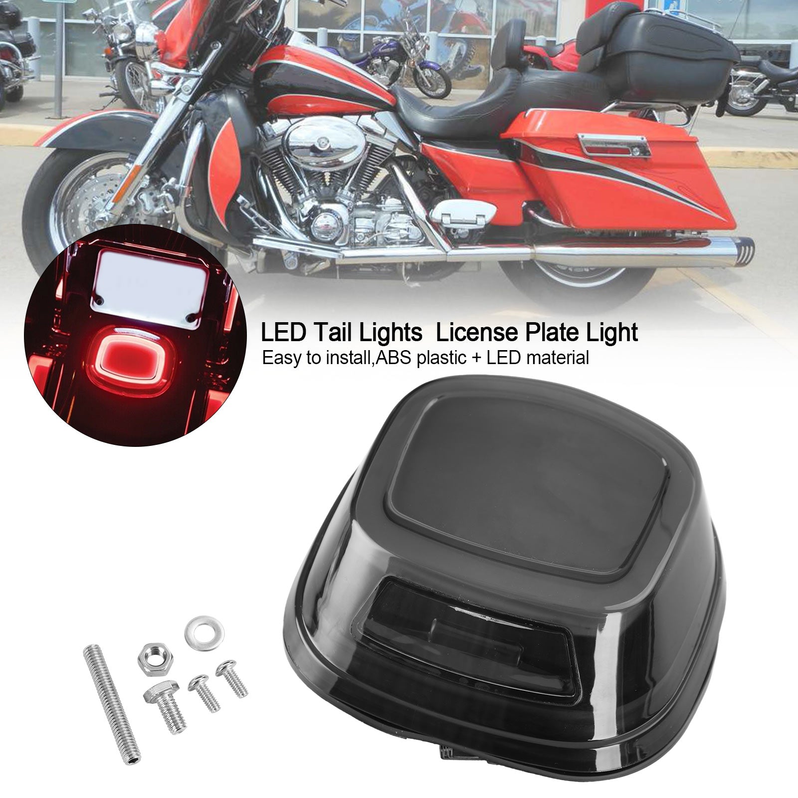 LED-Rücklichter, Kennzeichenbeleuchtung für Touring Softail Dyna Sportster ab 99, generisch