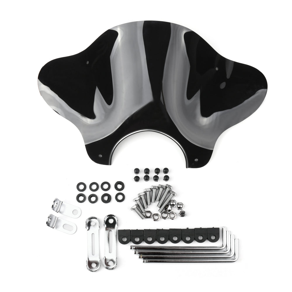 Universal Motorcycle Cruiser Windshield Windscreen with Mounting kit Black Generic