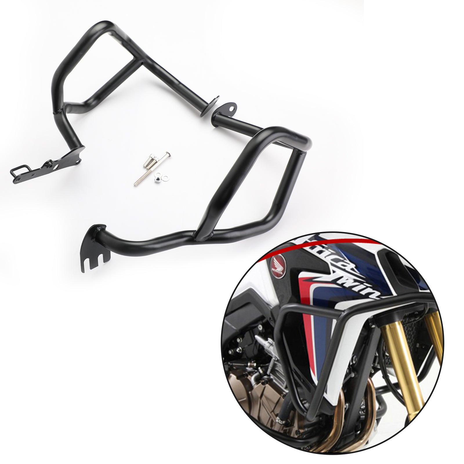 16-19 Honda CRF1000L Africa Twin Generic Barras de choque inferiores Protectores de motor Negro