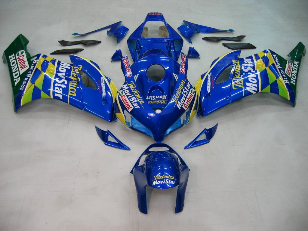 Amotopart Carene Honda CBR1000RR 2004-2005 Carena Movistar Racing Kit carena a scacchi blu