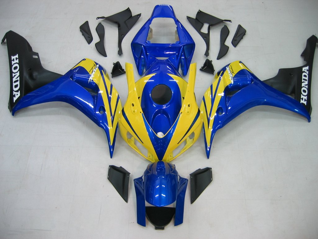 Amotopart Carénages Honda 1000RR 2006-2007 Carénage CBR Racing Bleu Jaune Kit de carénage