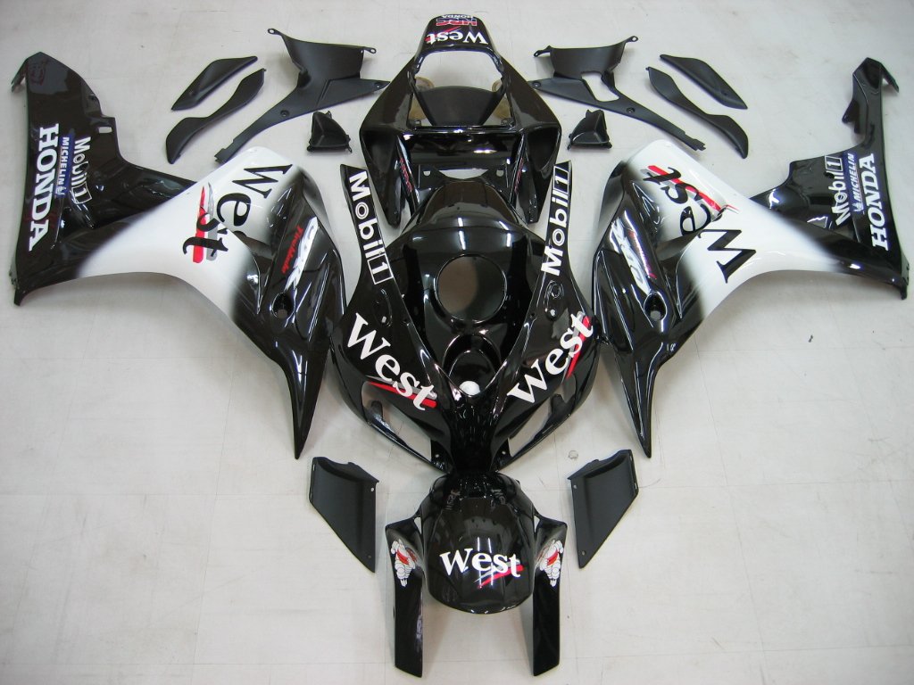 Amotopart Verkleidungen Honda CBR1000RR 2006-2007 Verkleidung West Racing Black Verkleidungsset