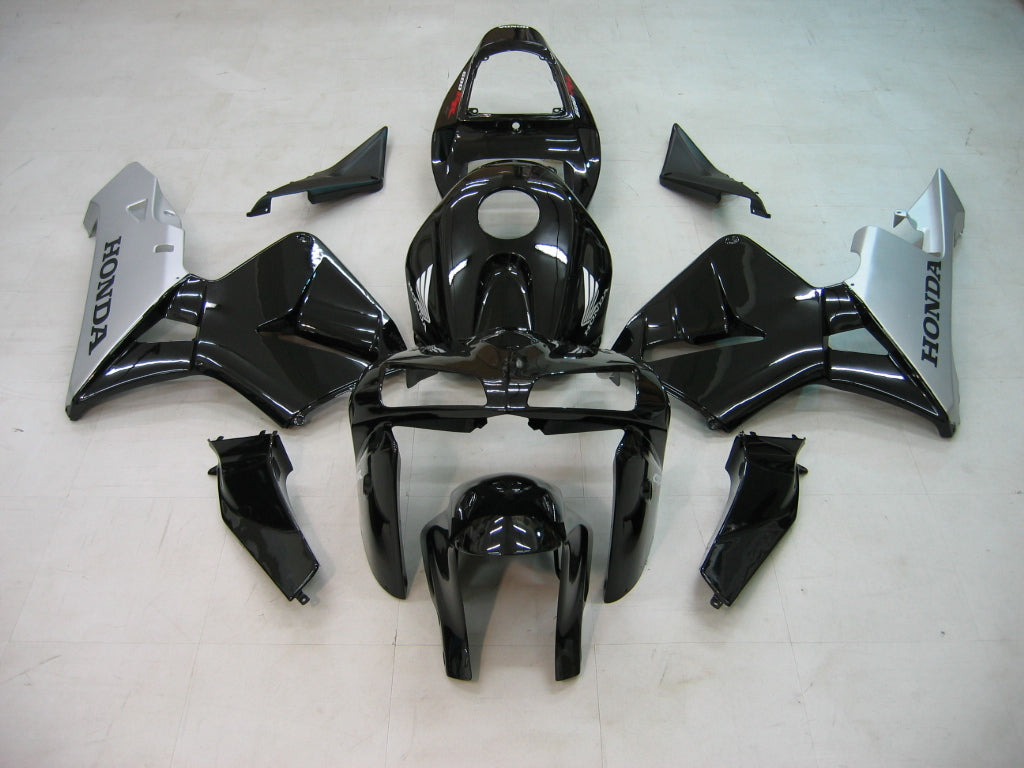 Amotopart 2005-2006 Honda CBR600RR Kit de carenado negro y plateado