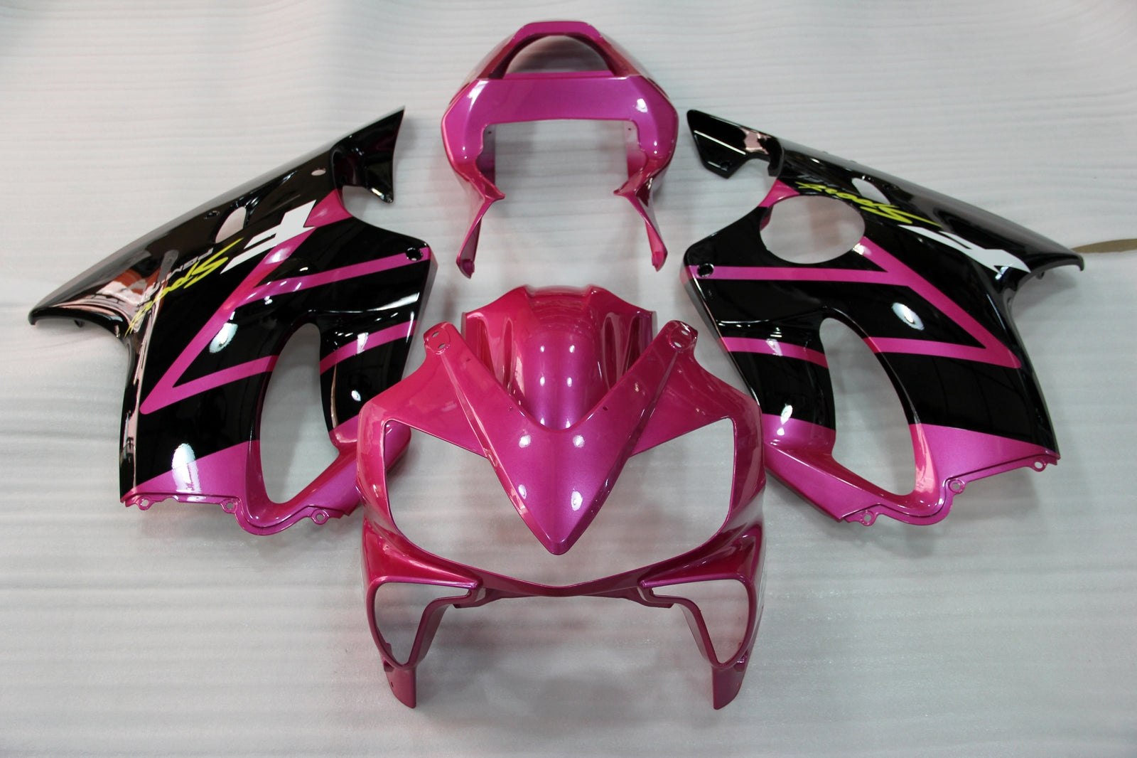 Amotopart 2001-2003 Honda CBR600F4i Kit de carenado rosa y negro