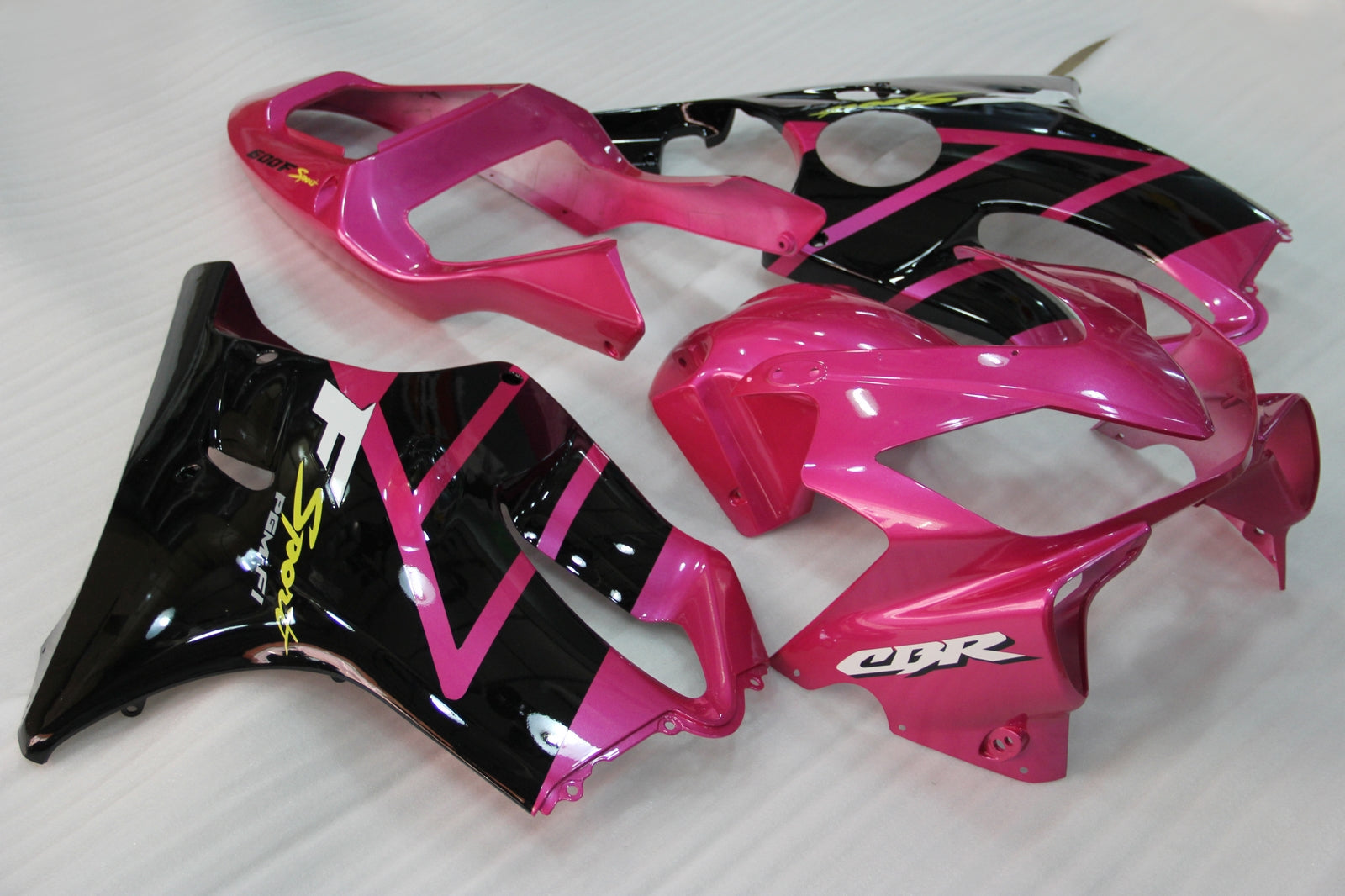 Amotopart 2001–2003 Honda CBR600F4i Verkleidungsset in Pink und Schwarz