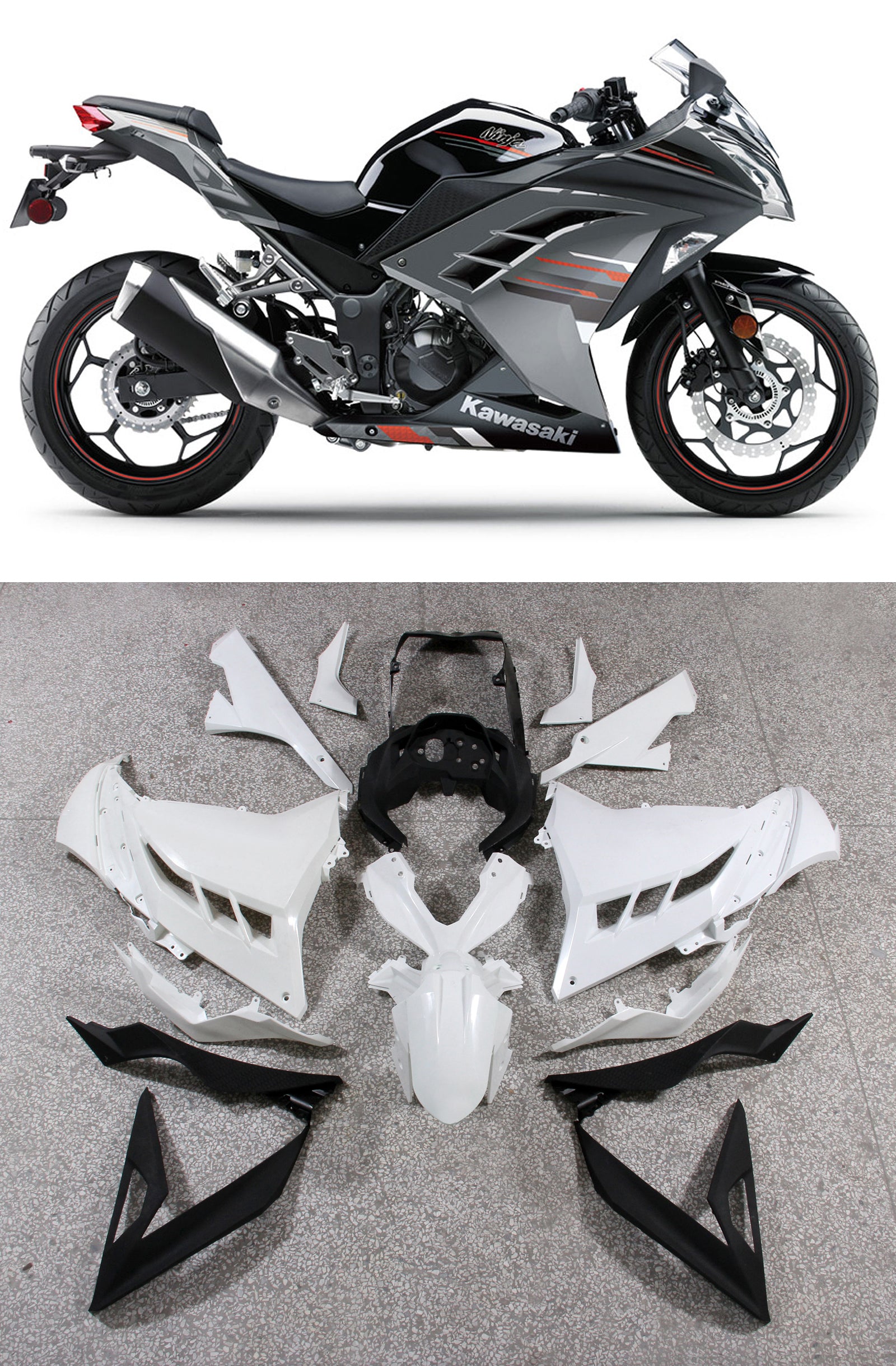 Amotopart Kawasaki Ninja 300R EX300R 2013-2023 Fairing Kit