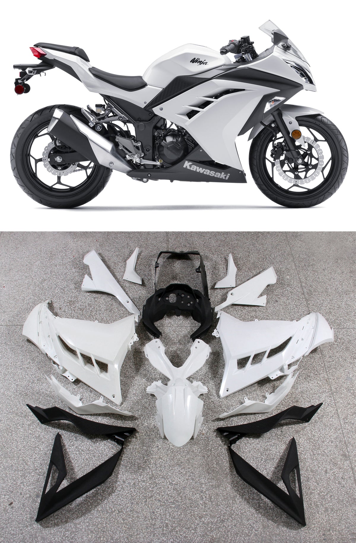 Amotopart Verkleidungssatz für Kawasaki Ninja 300R EX300R 2013-2023
