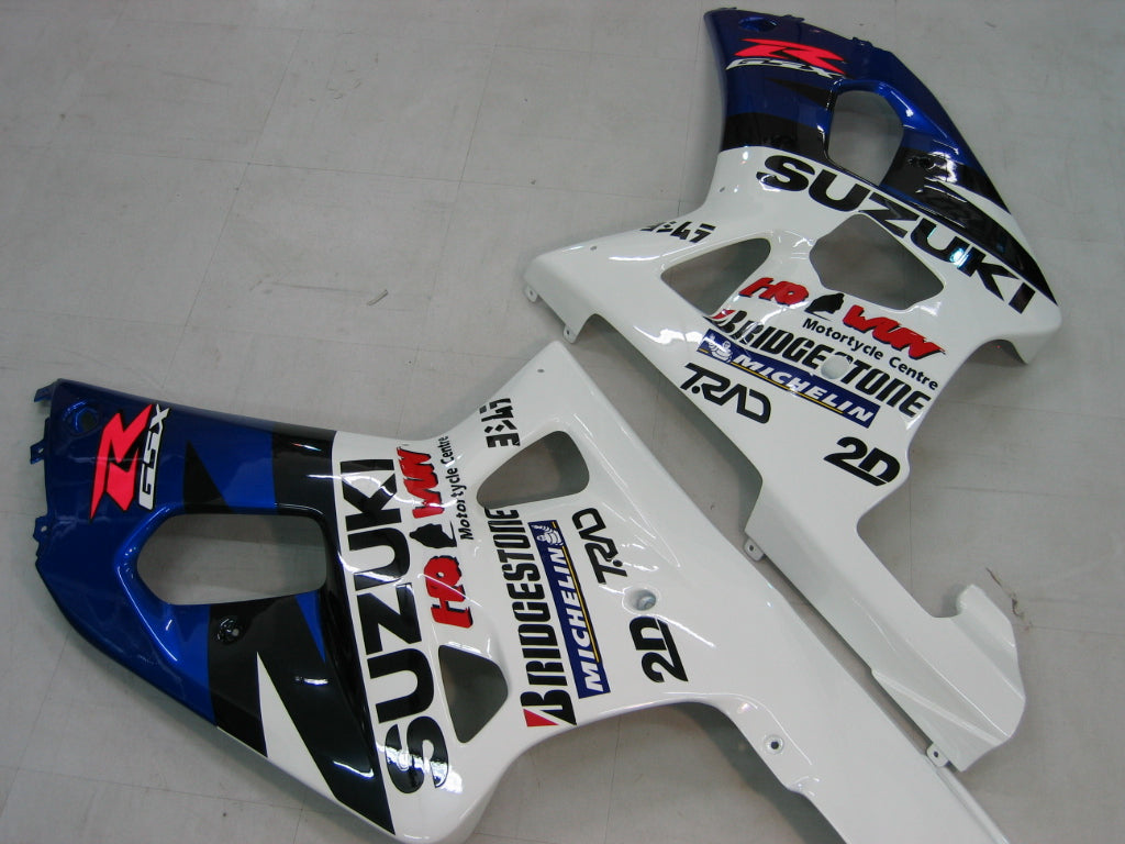 Amotopart 2000-2002 Suzuki GSXR1000 Kit de carénage bleu et blanc Style2