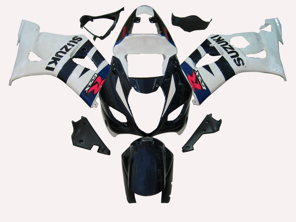 Amotopart 2003-2004 Suzuki GSXR1000 Fairing White&Dark Blue Kit