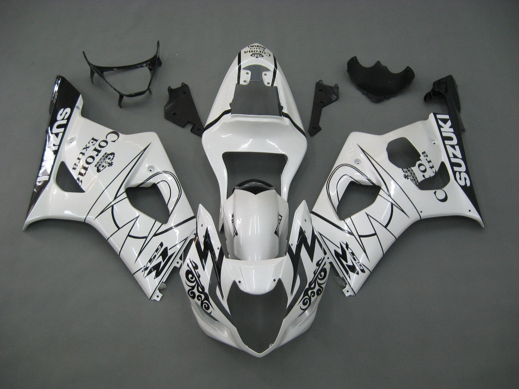 Amotopart Kit de carénage blanc Suzuki GSXR1000 2003-2004