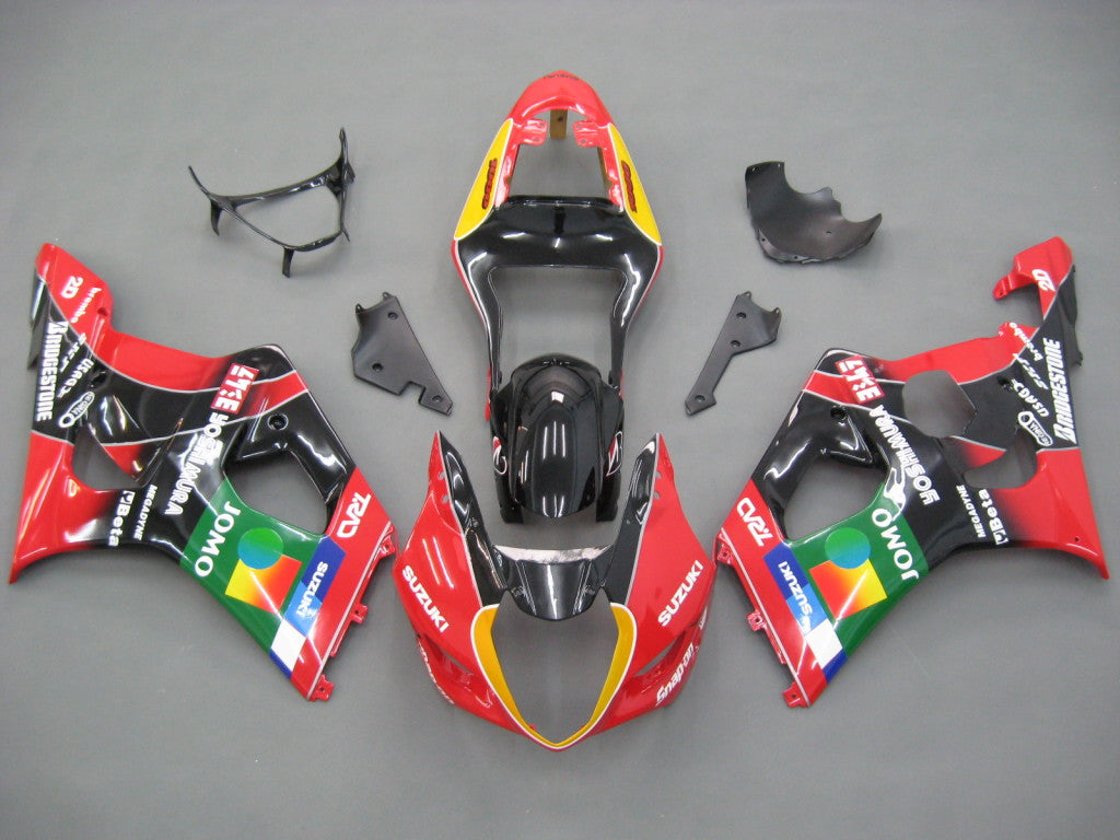 Amotopart 2003-2004 Suzuki GSXR1000 Kit de carenado multicolor rojo y negro