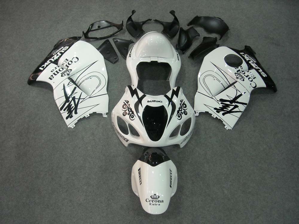 Amotopart 1999-2007 Suzuki GSX1300R Fairing White&Black Kit