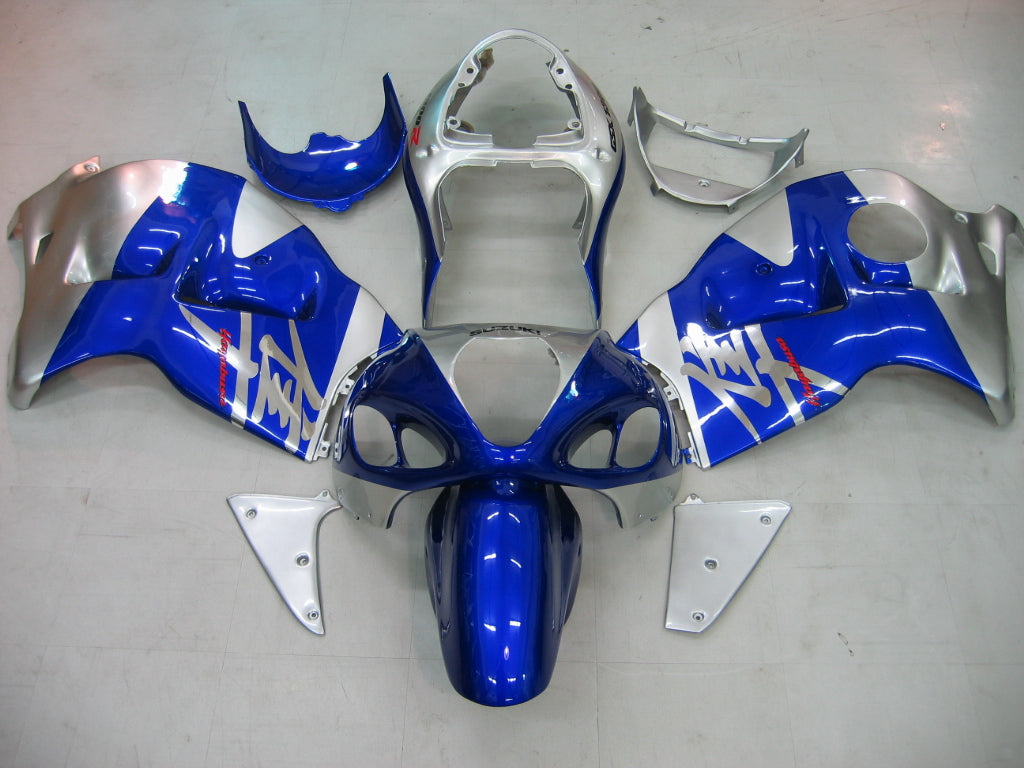 Amotopart Suzuki Hayabusa GSX1300R 1999-2007 Kit de carenado azul y plateado