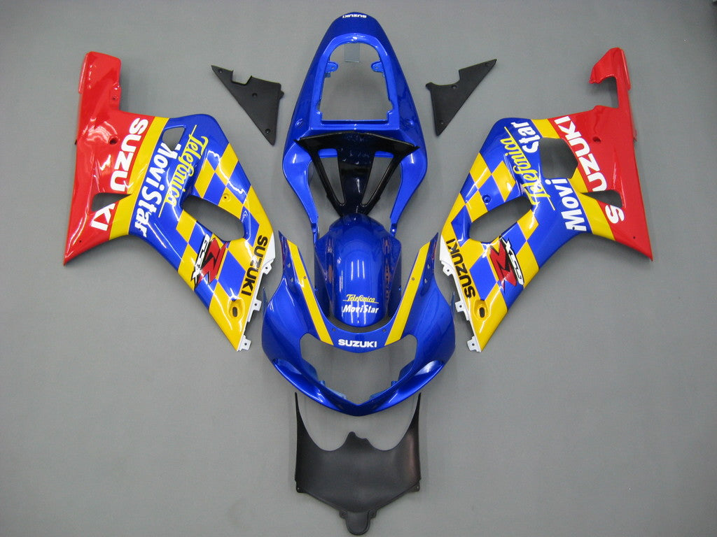 Amotopart Suzuki 01-03 GSXR600 & 00-03 GSXR750 Corona GSXR Racing Kit de carénage jaune bleu