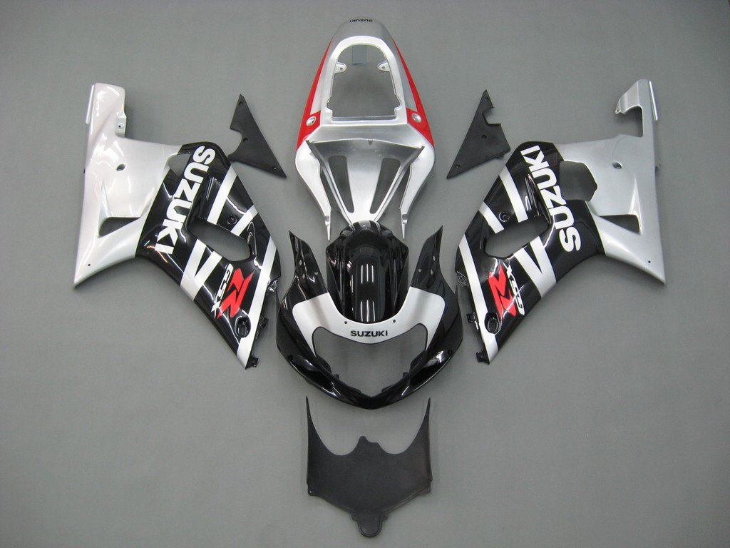 Amotopart Suzuki 01-03 GSXR600 & 00-03 GSXR750 Black Silver GSXR Racing Fairing Kit