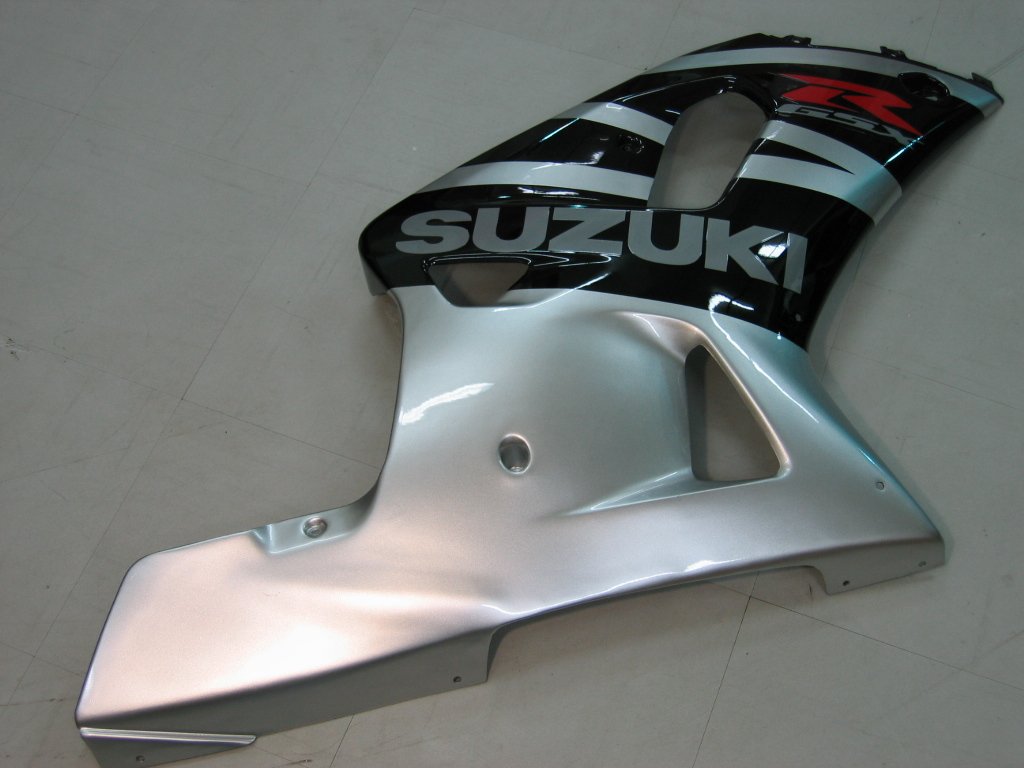 Amotopart GSXR-Rennverkleidungssatz für Suzuki 01–03 GSXR600 und 00–03 GSXR750, Schwarz/Silber