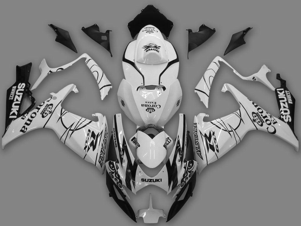 Amotopart 2006-2007 GSXR600750 Suzuki Fairing White Kit