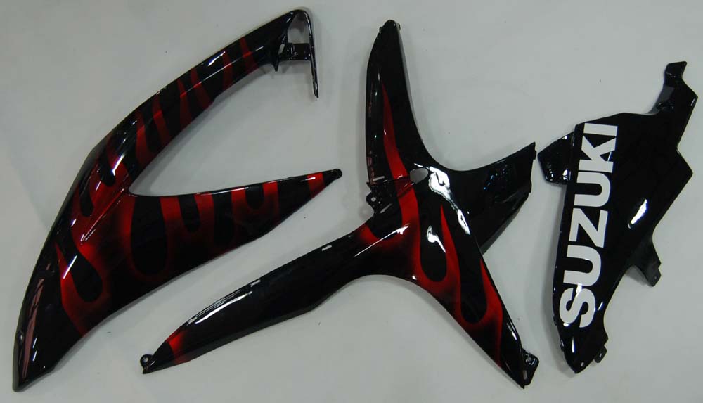 Amotopart 2008-2010 GSXR600750 Kit de carénage Suzuki noir rouge flamme