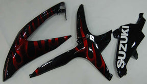 Amotopart 2008-2010 GSXR600750 Suzuki Fairing Black Red Flame Kit