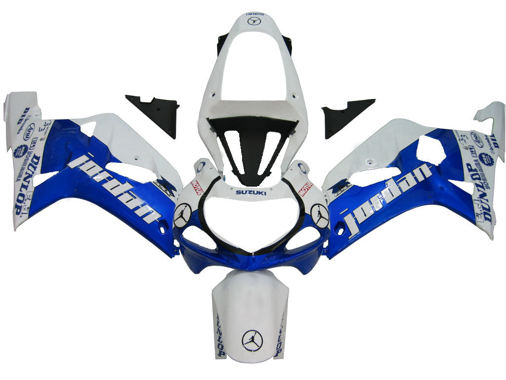 Kit de carenado Amotopart Suzuki 01-03 GSXR600 y 00-03 GSXR750 azul blanco