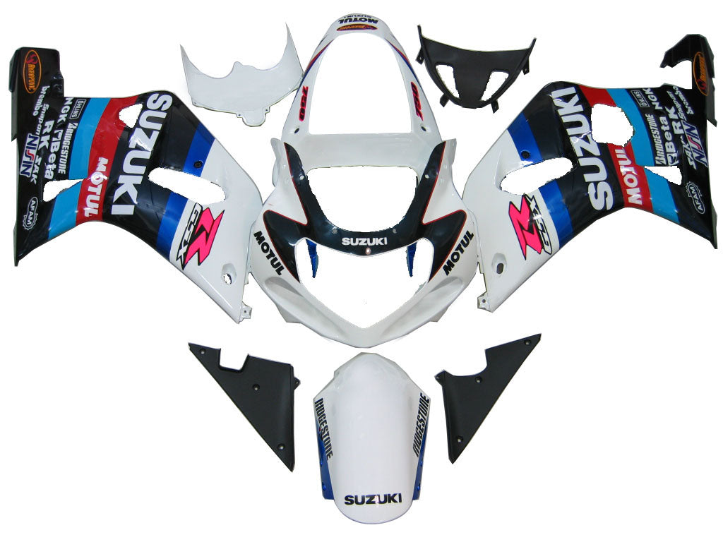 Amotopart Suzuki 01-03 GSXR600 & 00-03 GSXR750 Kit carénage multi-blanc