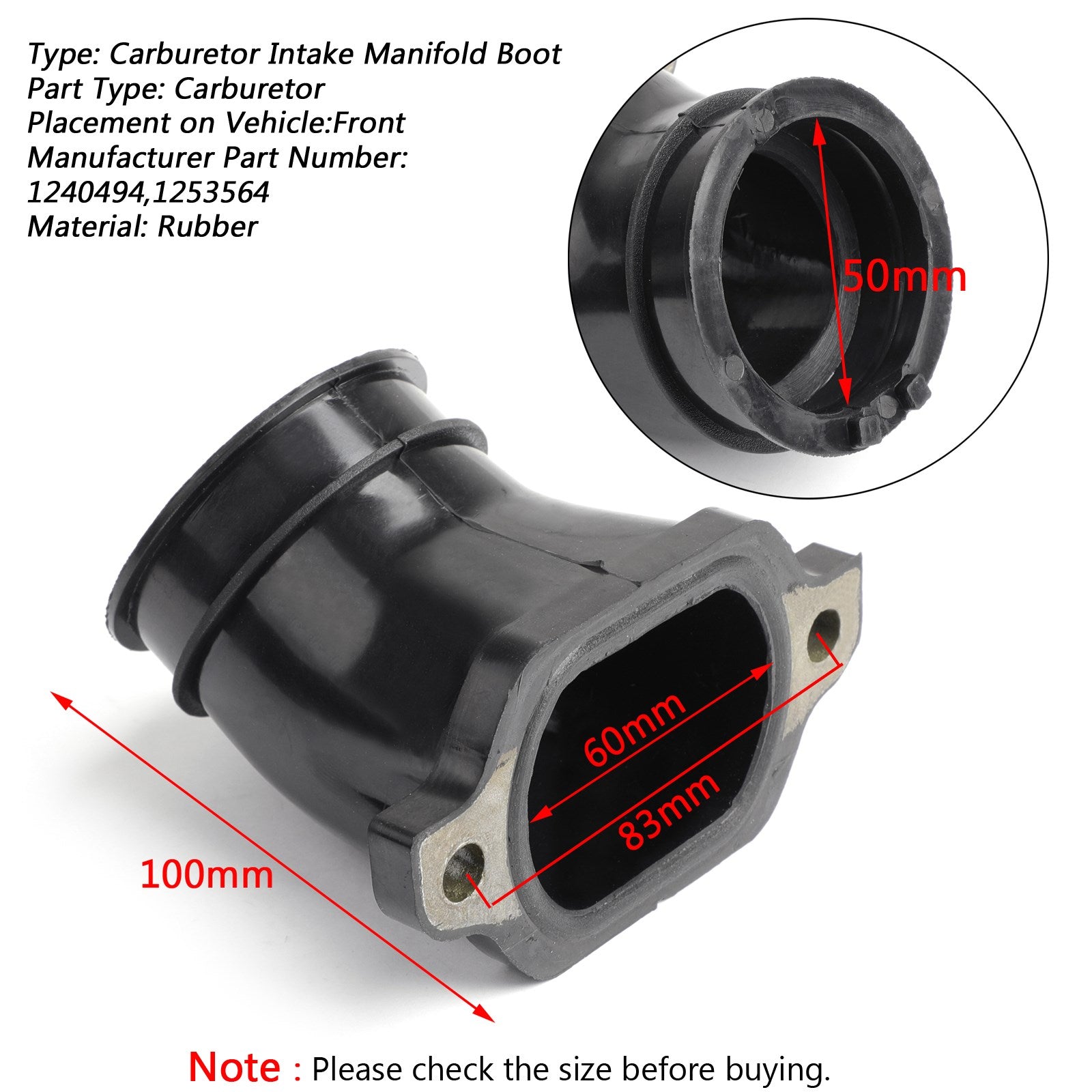 Rubber Throttle Body Intake Manifold Boot For Polaris Sportsman 800 EFI HO 2010