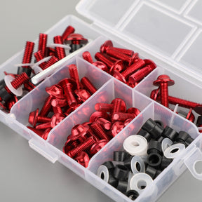 Fastener Clip Screw Kit Windscreen Fairing Bolt Universal 158pcs Fit For Universal Motorcycle Red