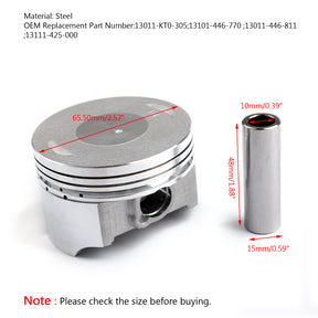 Piston 65.50mm UE XL200 Honda XR200 XR200R 13011-446-811 Kit 1980-2002 Fits STD Generic