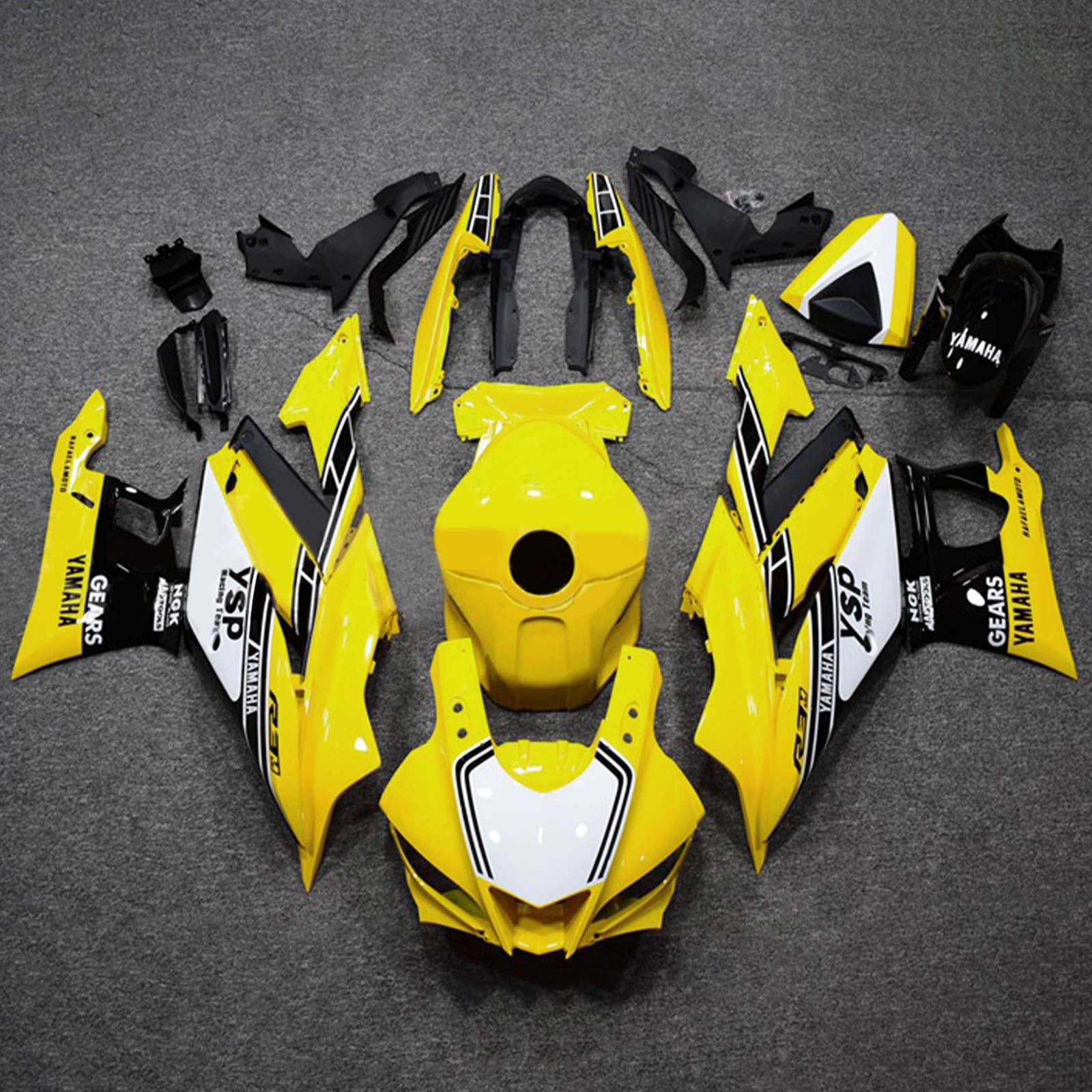 Amotopart Yamaha 2019-2021 YZF R3/YZF R25 Kit de carenado amarillo negro blanco