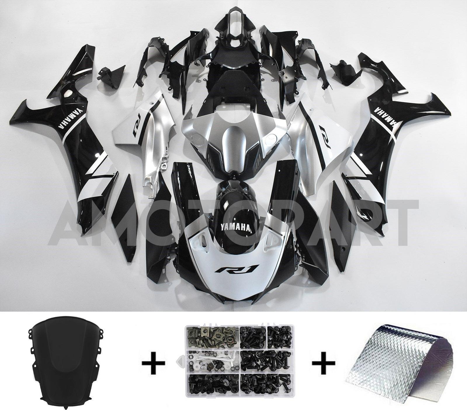 Amotopart Yamaha 2020-2025 YZF R1 Black White Fairing Kit