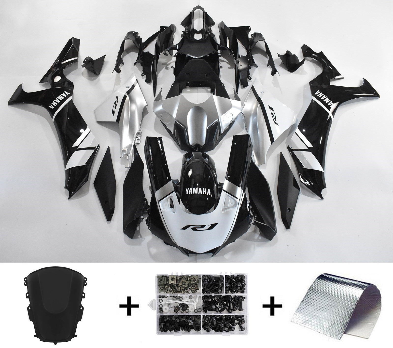 Amotopart Yamaha 2020-2024 YZF R1 Black White Fairing Kit