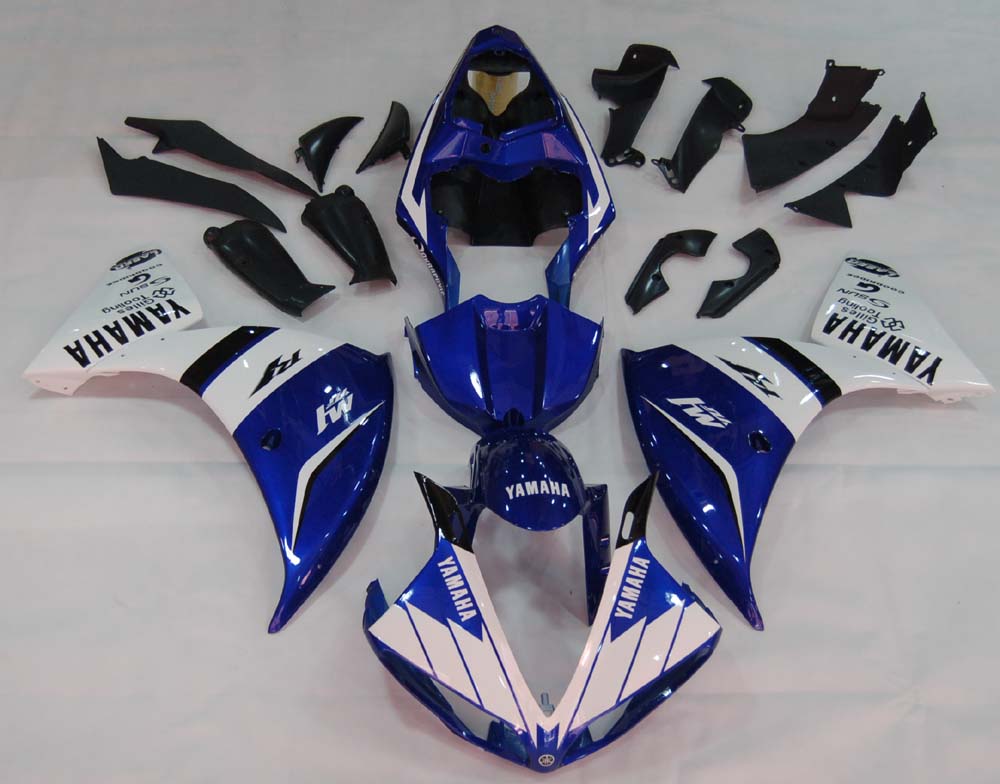 Amotopart 2009-2011 Yamaha R1 Kit de carenado azul y blanco