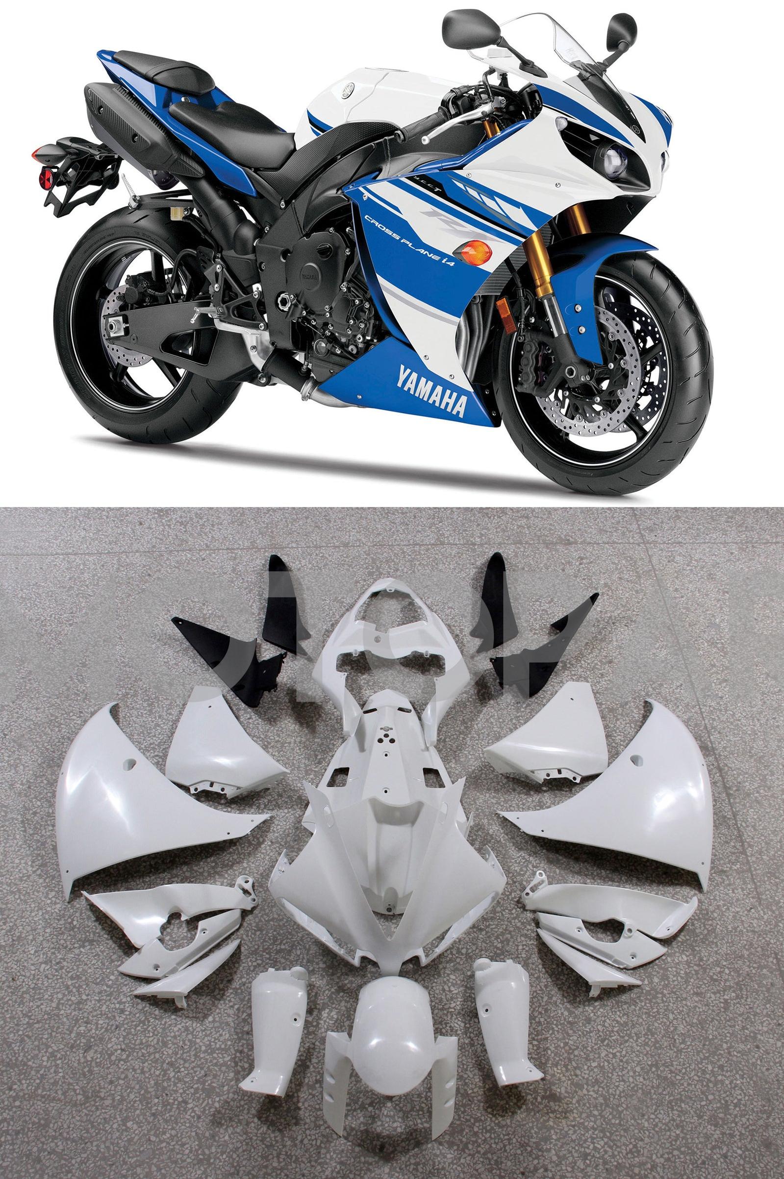 Amotopart 2012-2014 Yamaha R1 Fairing Blue&White Style4 Kit