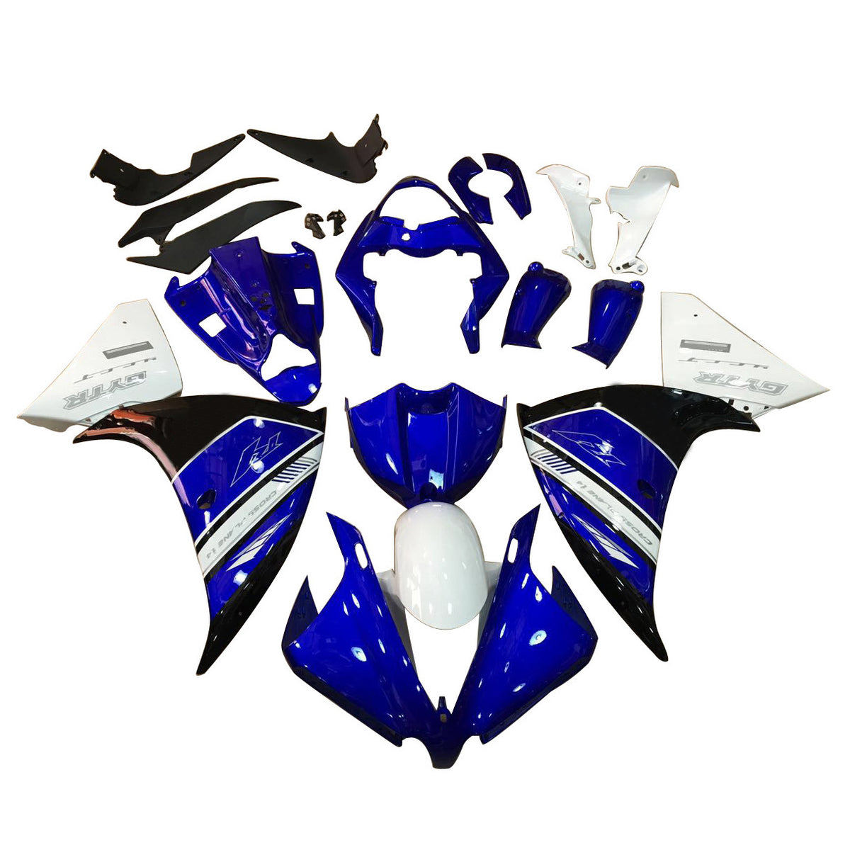 Kit carena Amotopart 2012-2014 Yamaha R1 blu e bianco Style5