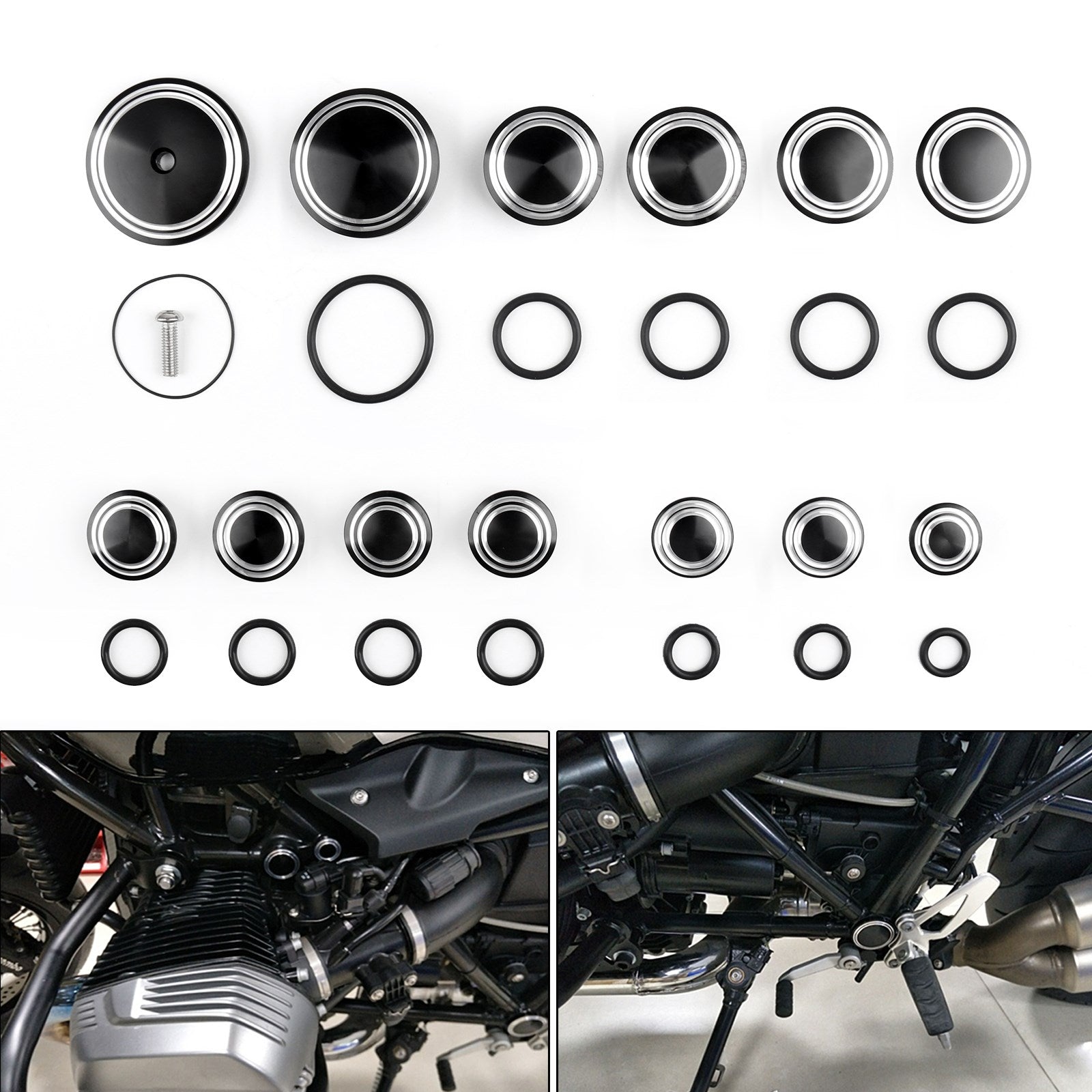 13pcs CNC Aluminum Frame Hole Caps Plugs Fit for BMW R NineT 2014-2016 Black