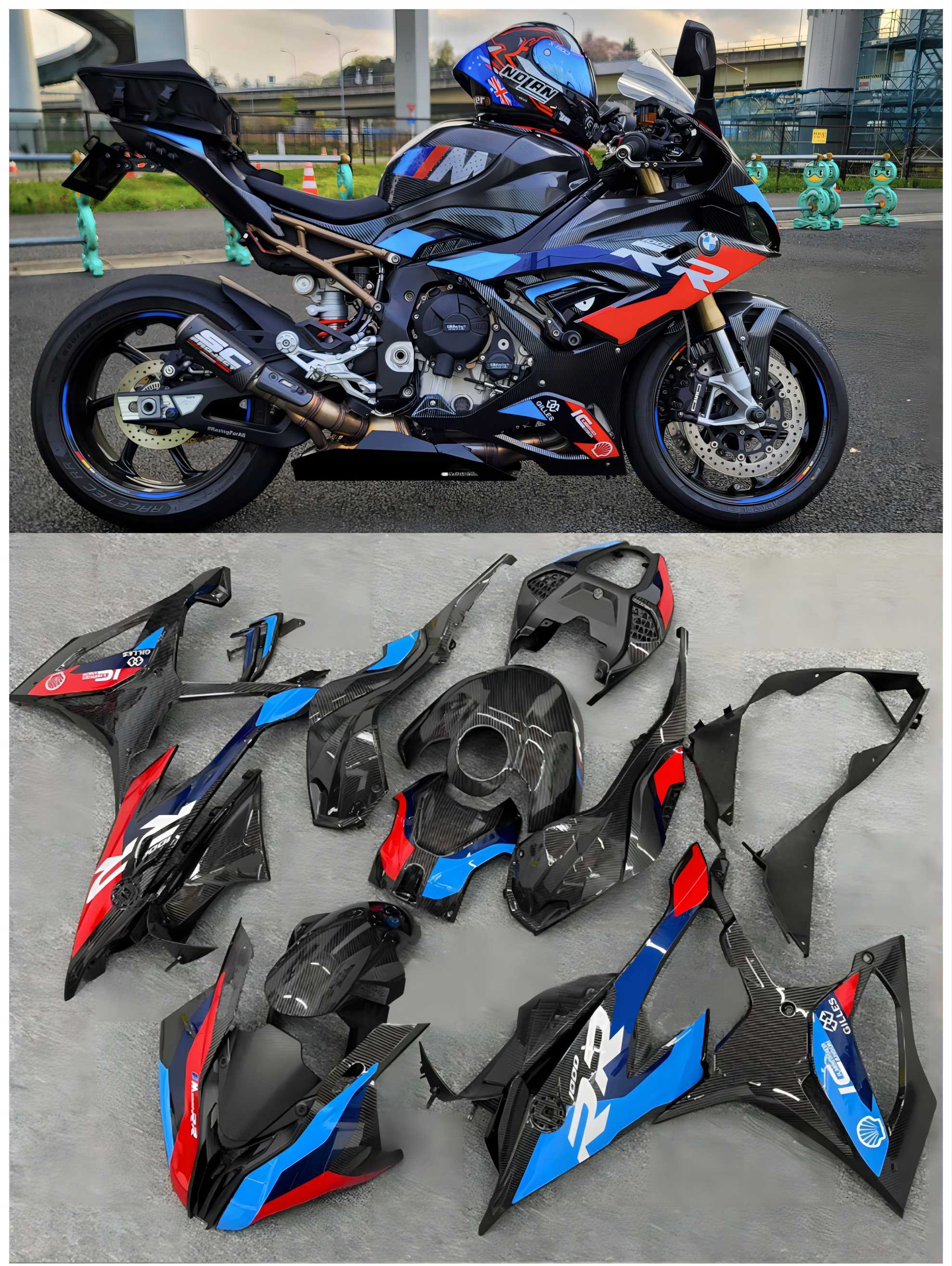 Amotopart BMW 2019–2022 S1000RR/M1000RR Verkleidungsset aus Kohlefaser