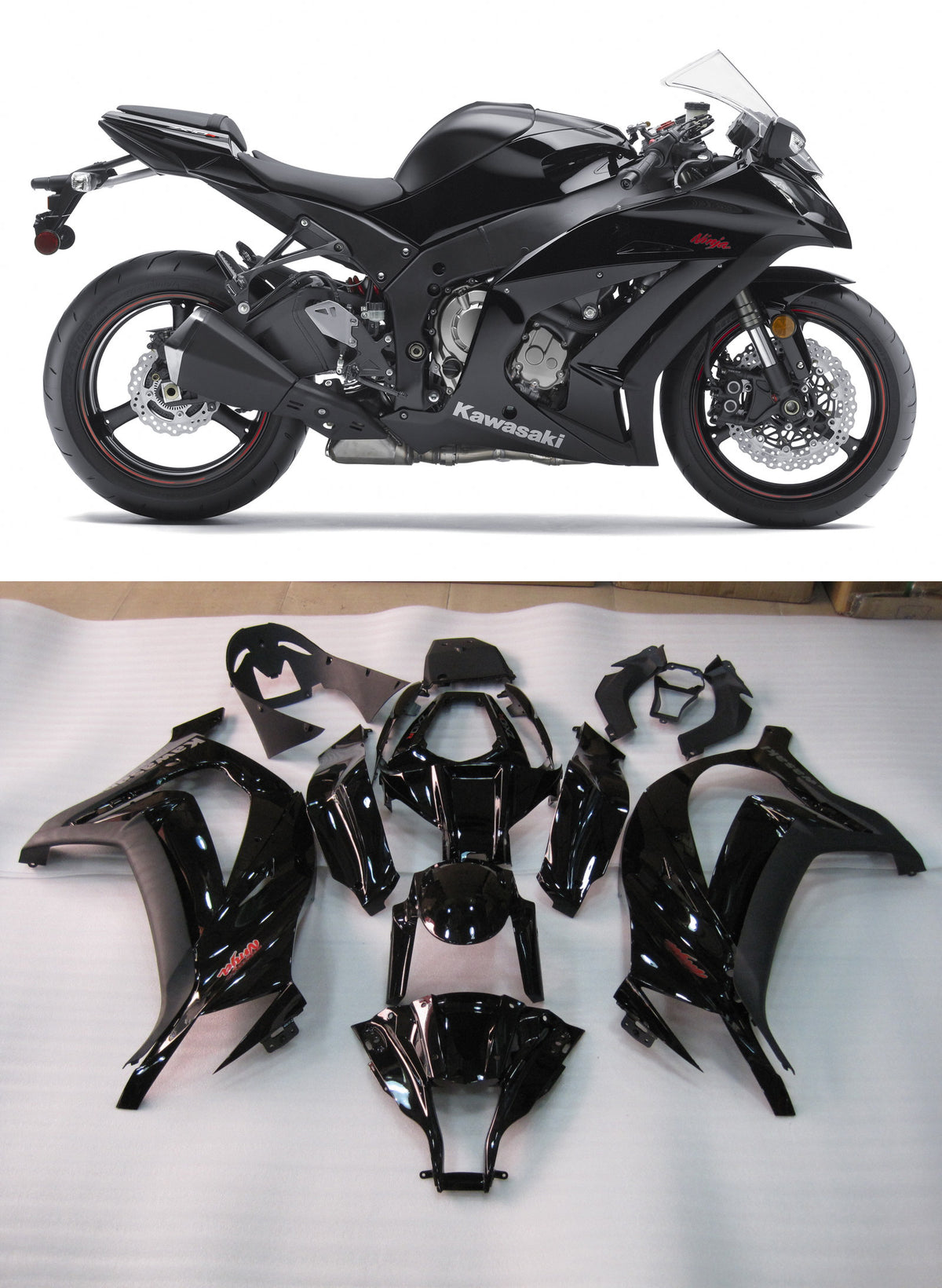 Amotopart 2011-2015 Kawasaki ZX10R Fairing G-Black Kit