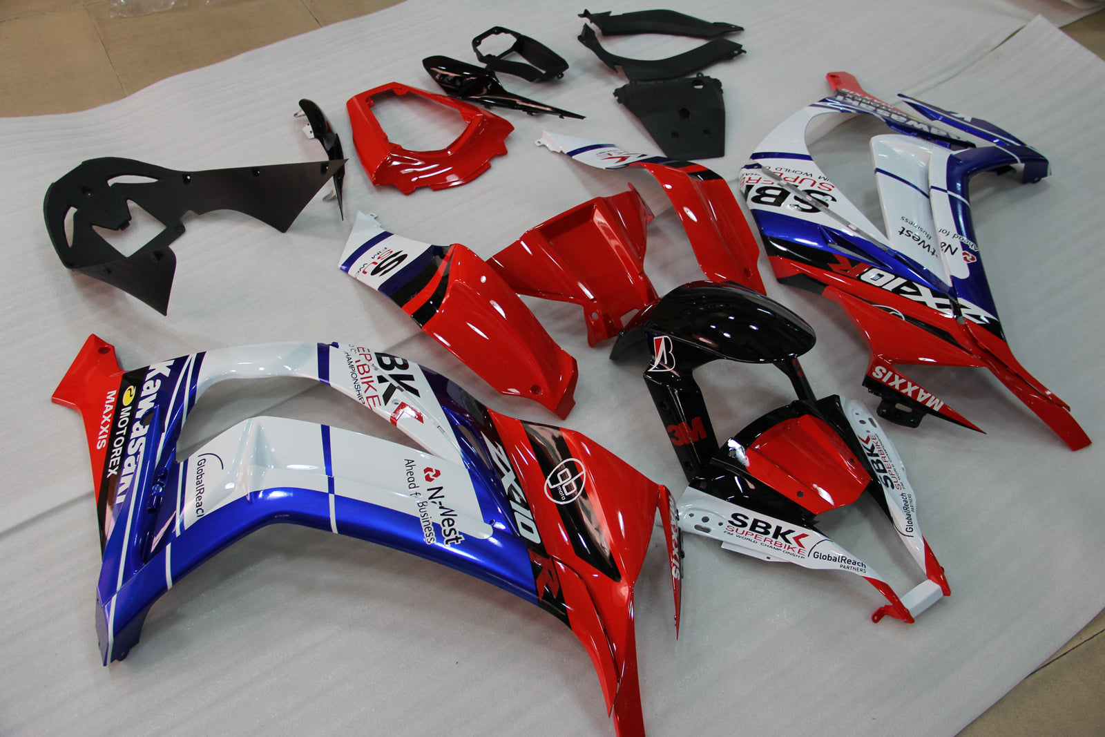 Amotopart 2011-2015 Kawasaki ZX10R Fairing Blue&Red Kit