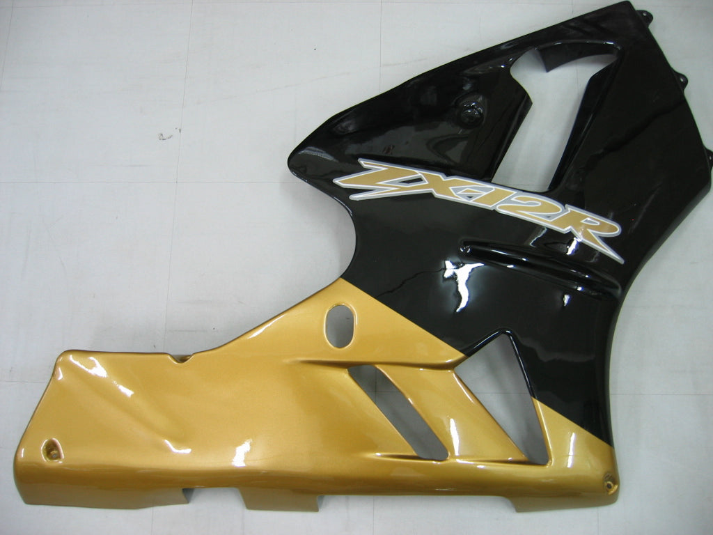 Amotopart 2002-2005  Kawasaki ZX12R Fairing G-Black&Gold Kit