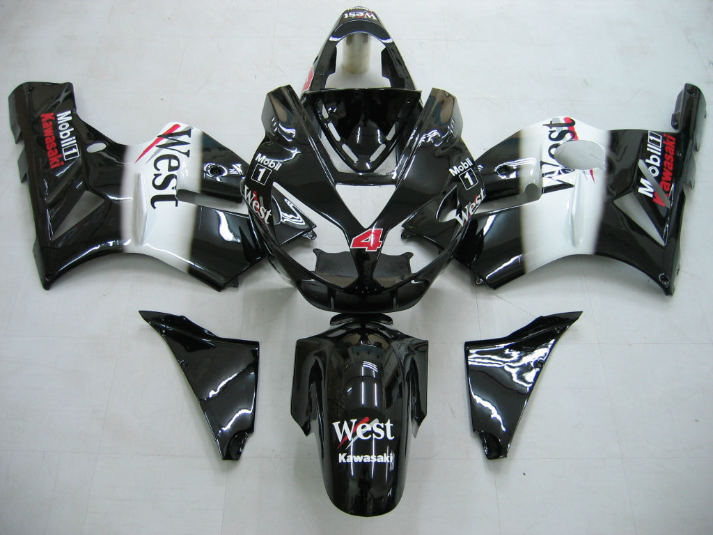 Amotopart 2002-2005 Kawasaki ZX12R Kit de carenado G-Negro y blanco