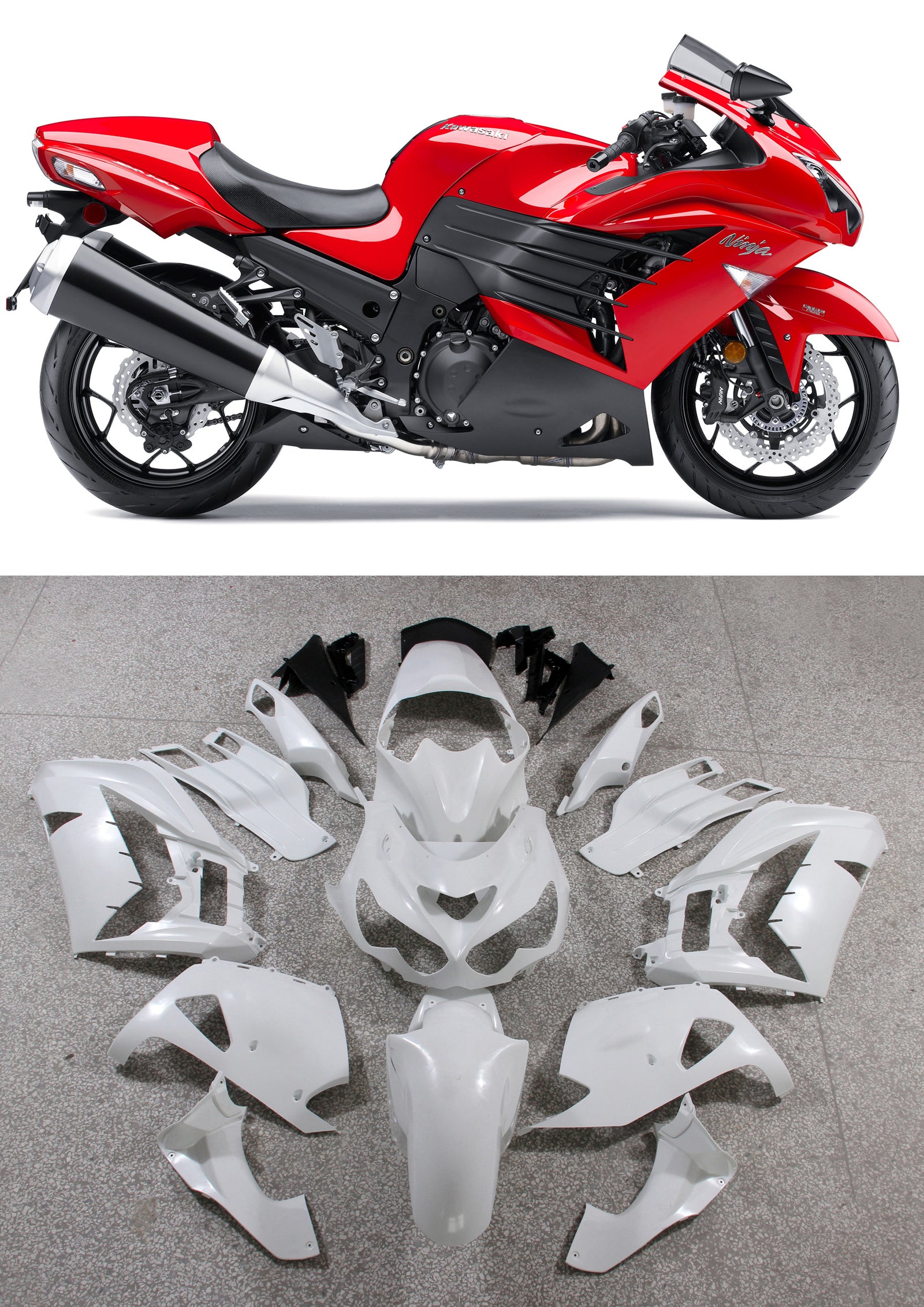 Carene Amotopart Kit carena Kawasaki ZX14R (2012-2022).