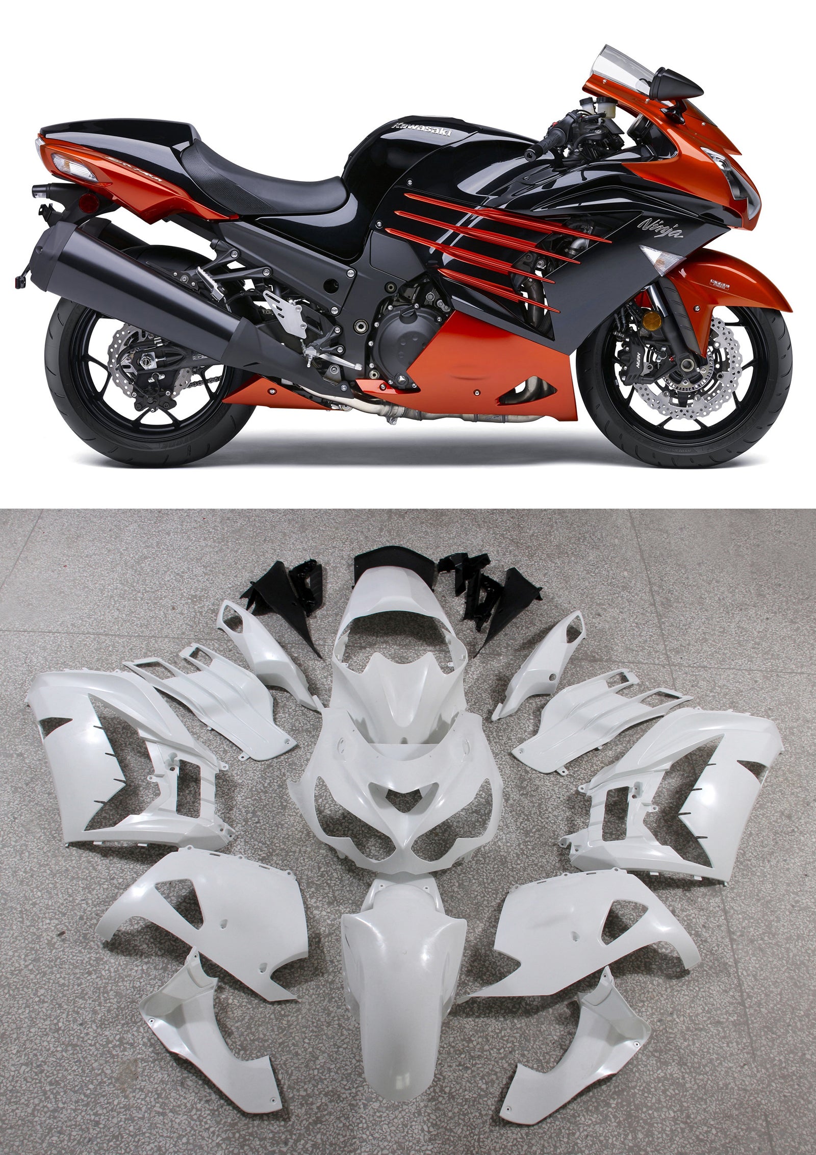 Amotopart Verkleidungen Kawasaki ZX14R (2012-2022) Verkleidungsset